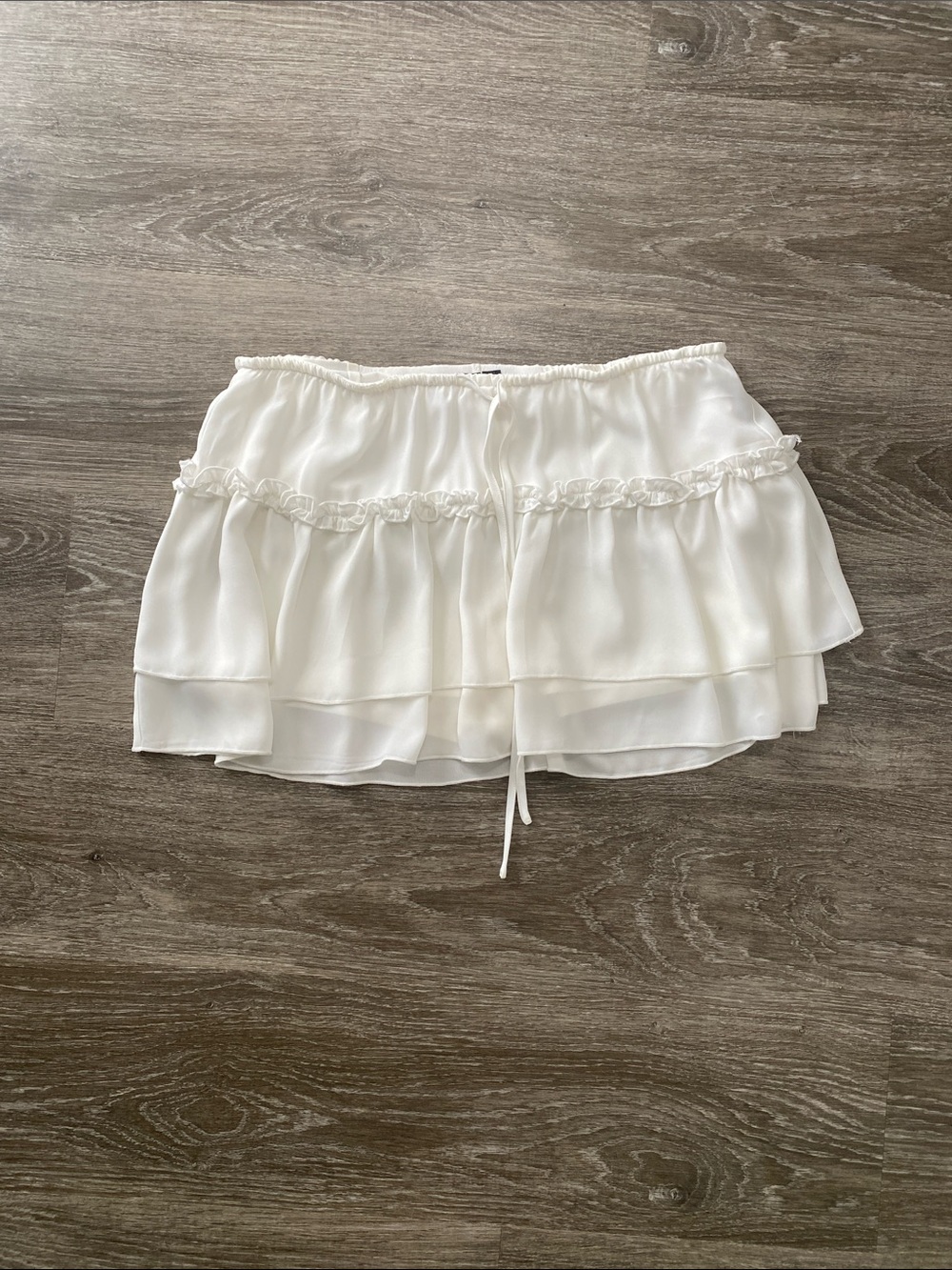 Garage White Tiered Mini Skirt Built In Shorts